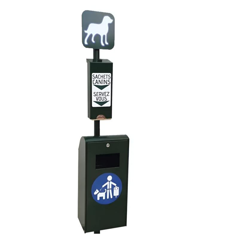 Distributeur sacs chien avec poubelle