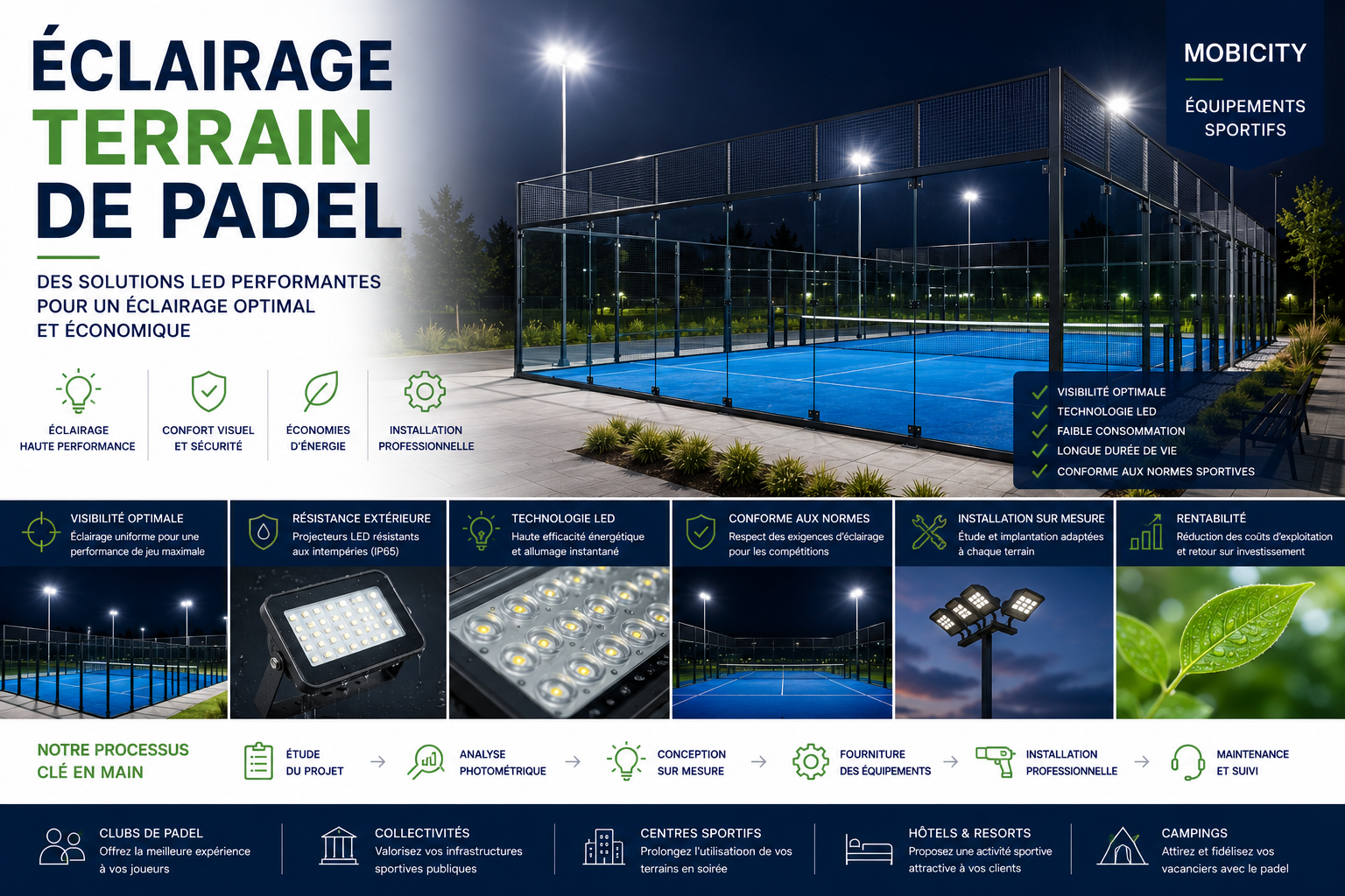 Eclairage terrain de padel