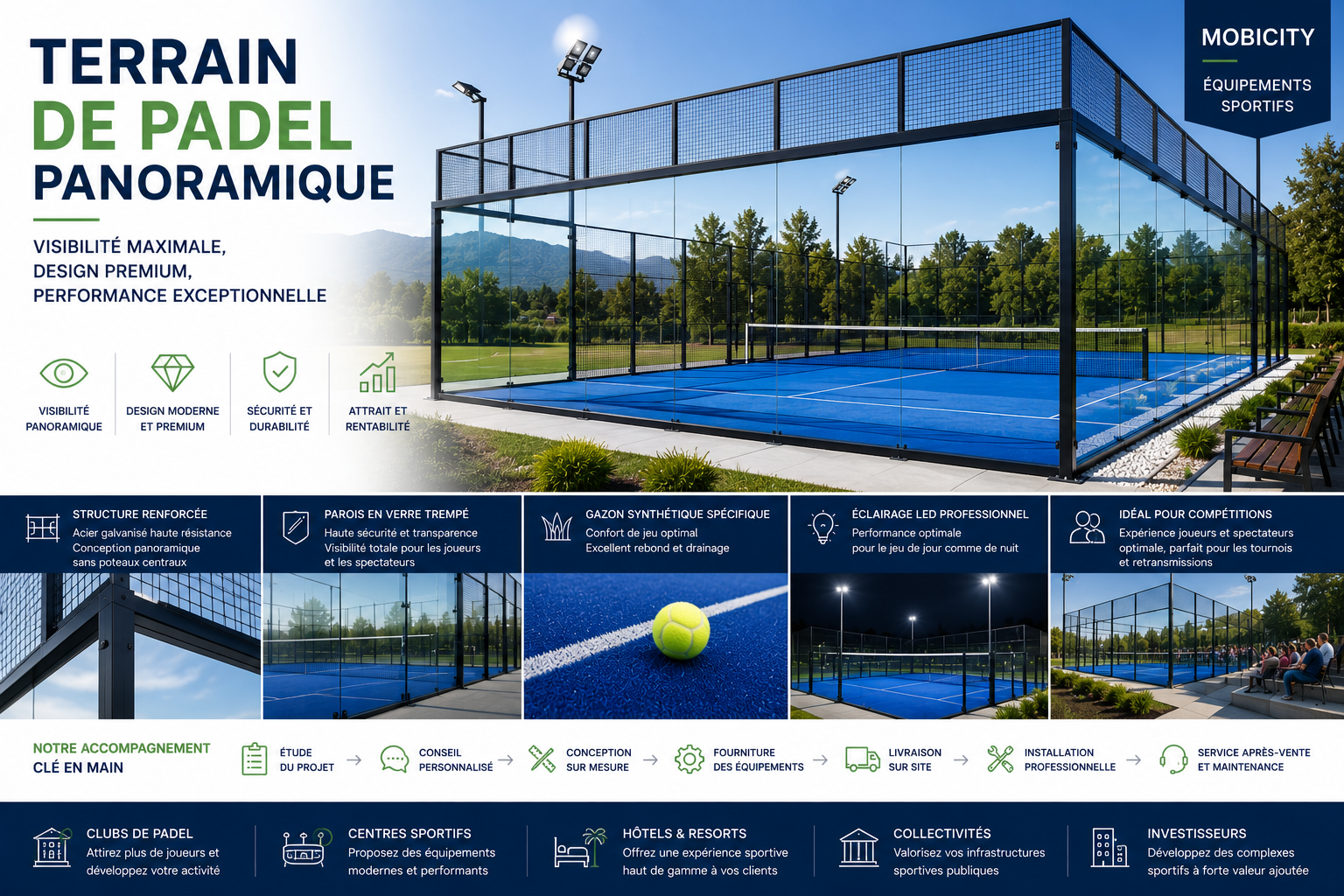 Terrain de padel panoramique