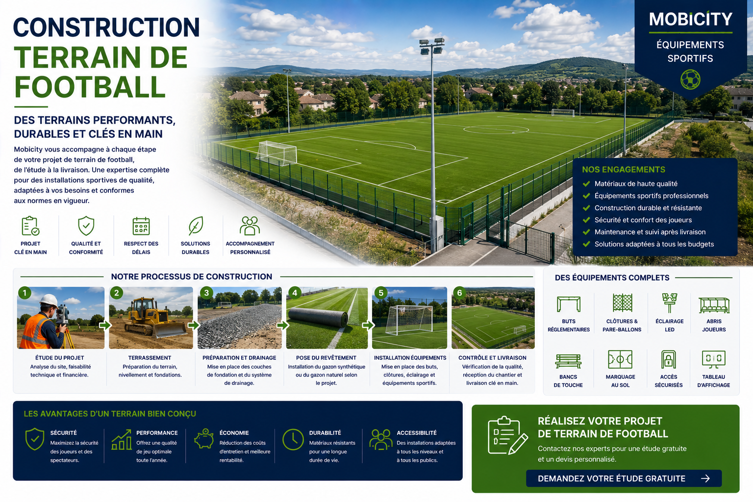 Construction terrain de football