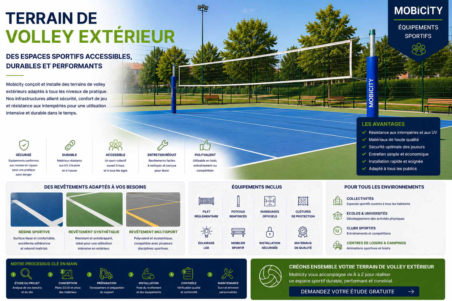 terrain de volley extérieur